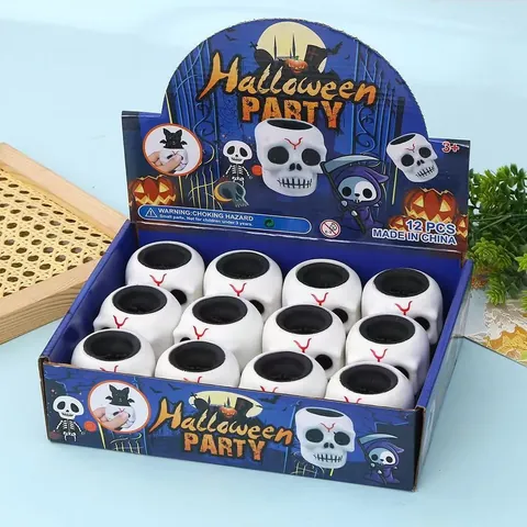 Halloween Skeleton Skull Squeeze Toy Bat Pop Up Stress Relief Squishy Toy For Party Favor Kids Adults Horror Gift