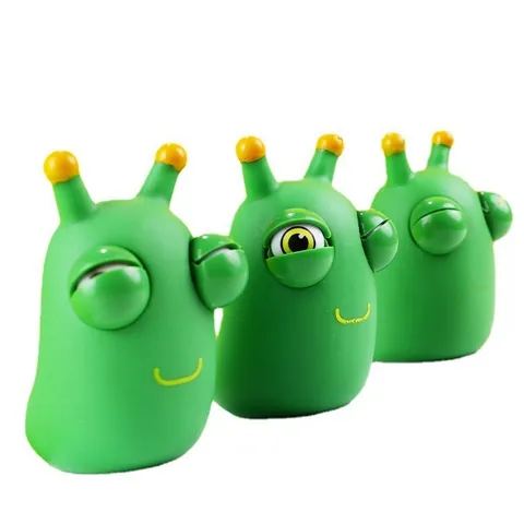 Schattige Uitpuilende Ogen Rups Squishy Stressverlichting Speelgoed Grappige TPR Groene Kever Knijpspeelgoed Voor Kinderen Volwassenen