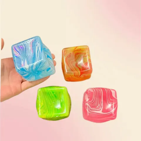 Slow Rebound Ice Cube Squishy TPR Transparent Maltose Stress Relief Toy With Marble Swirl Pattern For Adults Kids Party Favors