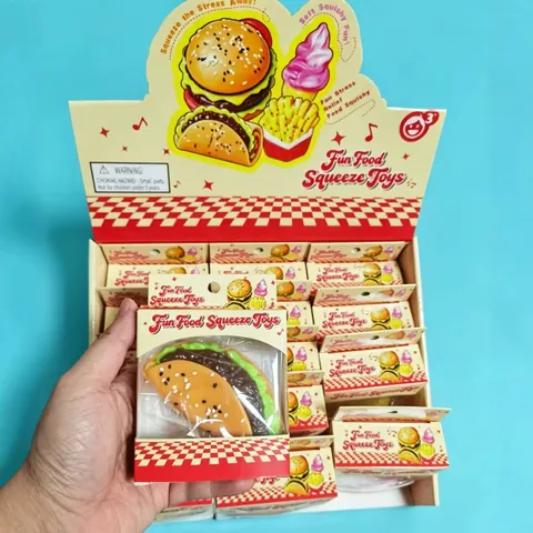 Jouet Squishy Simulation Restauration Rapide Hamburger Taco Frites Crème Glacée Jouet de Soulagement du Stress à Rebond Lent