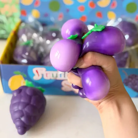 Jouet Squishy Raisin Violet Jumbo Rempli de Farine Jouet Anti-stress Pour Adultes et Adolescents