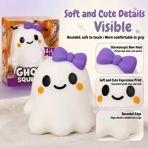 Juguete Squishy de Fantasma de Halloween Rebote Lento TPR Fantasma Perro Caminando Alivio del Estrés Juguete para Apretar