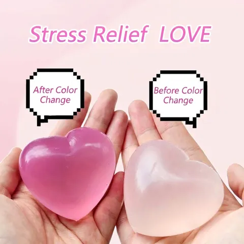 Jouet Squishy en Forme de Cœur Changeant de Couleur Souple TPR Anti-Stress Jouet à Presser Décompression Cœur pour Usage Quotidien