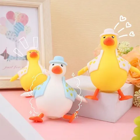 Cute Cartoon Duck Squishy Slow Rebound Stress Relief Toy With Hat Clothes For Kids Adults Office Home Decorative Decompression Gift