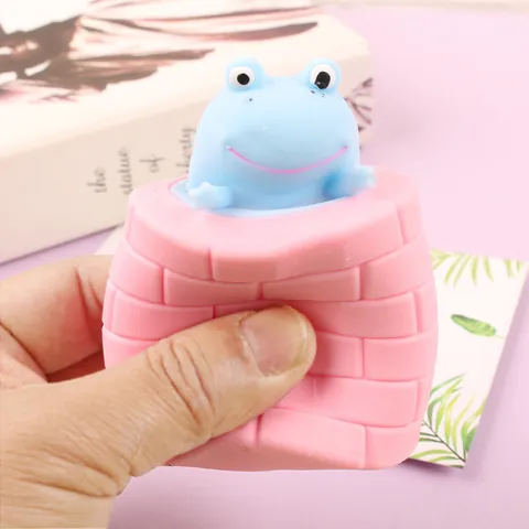Cartoon Frog Cup Squishy Toy Soft TPR Squeeze Pop-up Decompression Venting Stress Relief For Kids Adults Office School Gift