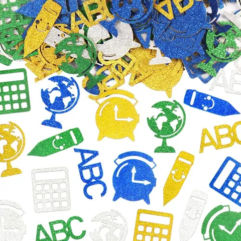 Back To School Party Confetti Glitter ABC Pencil Globe Shapes Table Decorations For School Classroom Party Celebration