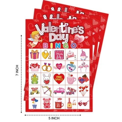Valentine's Day Bingo Game Cards Red Heart Pattern Multiplayer Party Activity Board Games For Kids Adults Holiday Celebration