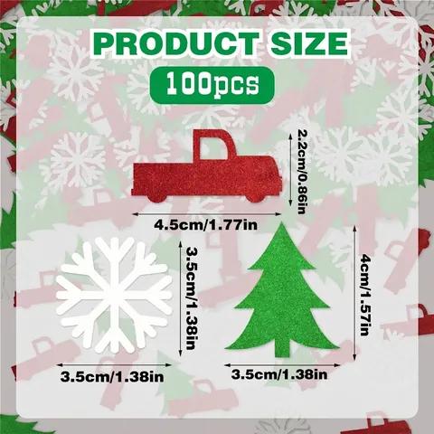 Glitter Navidad Confeti Rojo Camión Verde Árbol De Navidad Blanco Copo De Nieve Papel Restos Para Fiesta Decoración Invierno Lugar Diseño Props