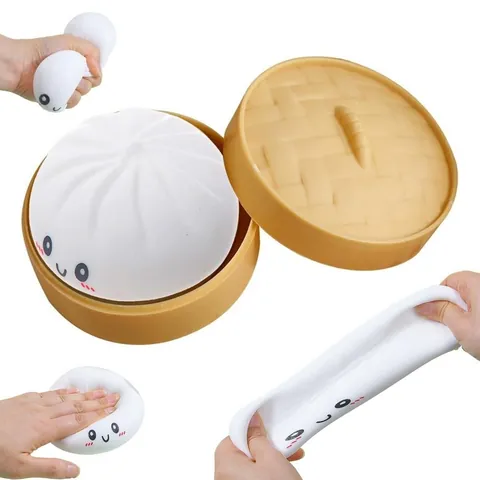Giocattolo Squishy a Forma di Panino al Vapore Simulato Antistress Giocattolo da Spremere Con Mini Vaporiera Giocattolo Morbido