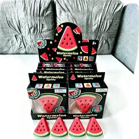 Simulatie Watermeloen Squishy Stressverlichting Speelgoed Zachte Slow Rising Fruit Knijpspeelgoed Voor Kinderen Volwassenen Kantoor Decoratie