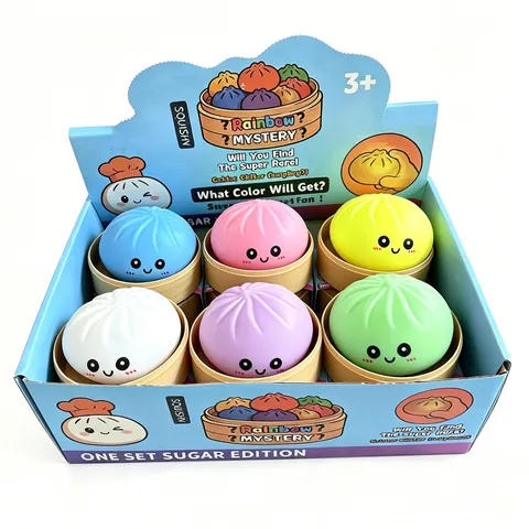 Cute Cartoon Rainbow Bun Squishy Toy Slow Rebound Stress Relief Toy Simulation Steamer Squeeze Sensory Fidget Toy For Kids Adults