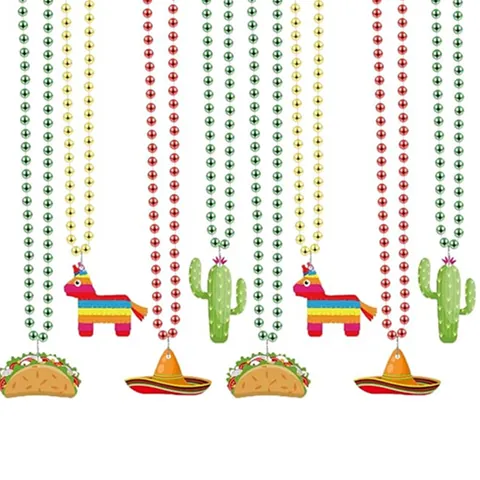 Mexikanisches Fiesta Perlenhalsketten Set Filz Anhänger Pinata Kaktus Sombrero Taco Karneval Party Zubehör Dekorationen