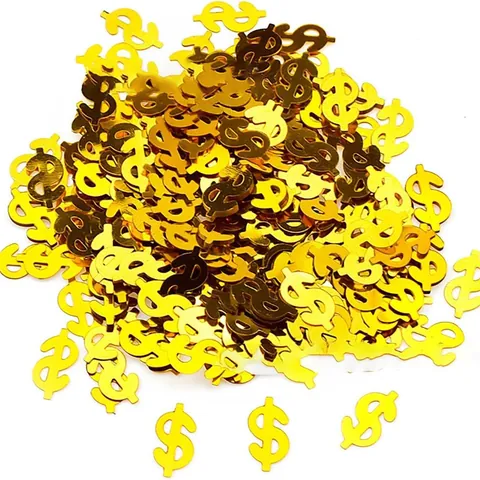 Dollar Sign Confetti Metallic Plastic Money Symbol Sequins For Casino Theme Party Wedding Birthday Table Decor Scatter Props