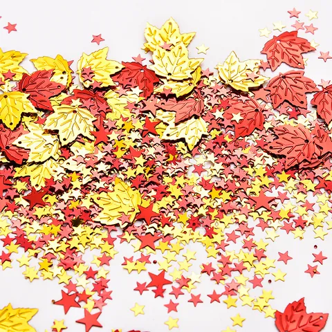 Thanksgiving Maple Leaf Star Table Confetti Sequins Gold Red PVC Metallic Glitter Decorations For Autumn Party Birthday Supplies