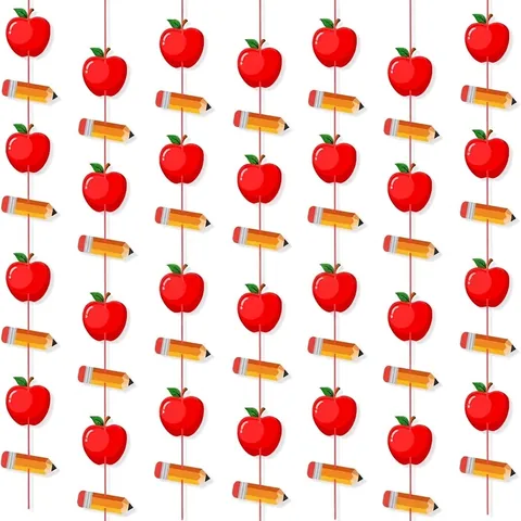 Back To School Decorations Apple Pencil Banner Garlands For Classroom Kindergarten Ceremony Hanging Ornaments School Season Layout Supplies