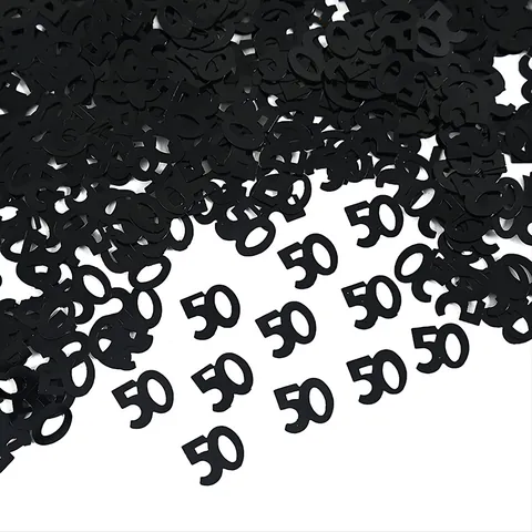 Number 50 Birthday Party Confetti Metallic Glossy Table Decorations For 50th Anniversary Wedding Celebration PVC Glitter Confetti
