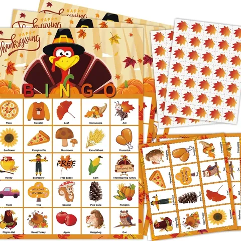 Thanksgiving Bingo Spelkaarten Herfst Esdoornblad Pompoen Spiraal Hangende Decoraties Voor Oogstfeest Benodigdheden