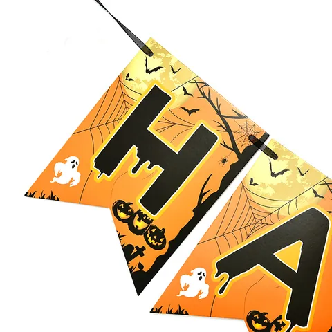 Set di Decorazioni per Feste di Happy Halloween Con Banner e Palloncini in Lattice Stampati per Allestimento Scene Spaventose