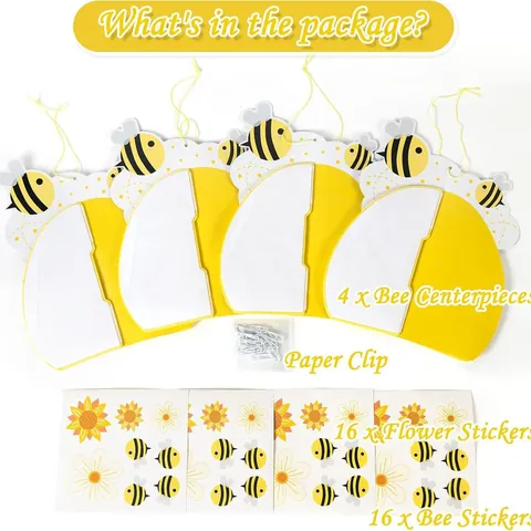 Bee Theme Honeycomb Centerpieces Paper Hanging Decorations For Kids Birthday Party Supplies Cute Bee Sunflower Table Decor