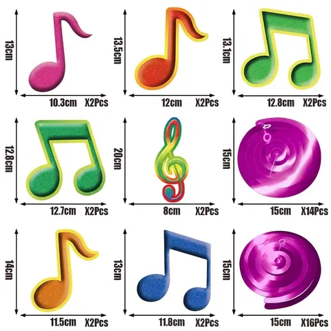 Notas Musicales Decoraciones de Remolinos Colgantes Coloridas Tema Musical Serpentinas de Papel Aluminio para Fiesta Cumpleaños Techo Decoración Escuela