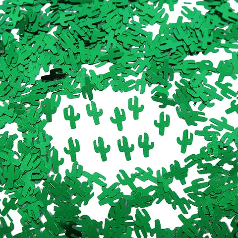 Mexican Theme Cactus Shape PVC Confetti Green Glitter Table Scatter For Birthday Party Desert Scene Decoration Layout Props