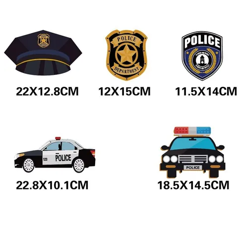 Decorazioni per Feste a Tema Polizia Pendenti a Spirale in PVC Auto della Polizia Distintivo Cappello per Forniture per Feste di Compleanno per Bambini