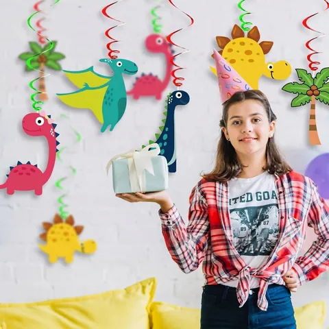 Dinosaurier Thema Hängende Spiral Dekorationen Für Kindertag Geburtstag Party Decke Hintergrund Dekor Papier Cartoon Anhänger