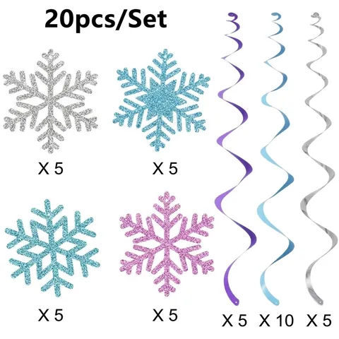 Decoraciones Coloridas de Copo de Nieve en Espiral Colgantes para Fiesta de Cumpleaños de Navidad Papel Impreso de Doble Cara PVC Serpentinas de Techo