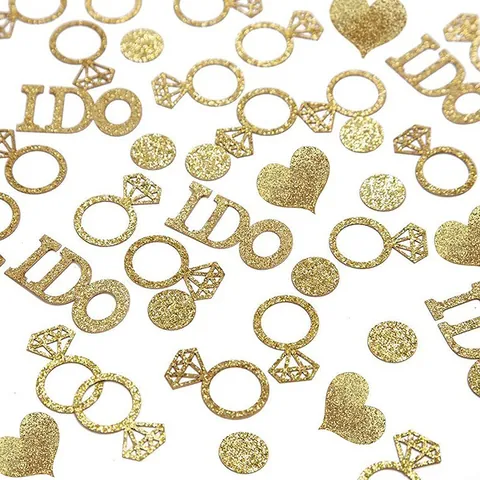 I DO Glitter Confetti Wedding Engagement Party Decorations Diamond Ring Heart Pattern Gold Rose Gold Table Confetti