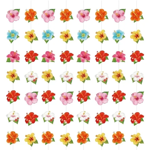 Hawaïaanse Hibiscusbloem Slinger Tropische Zomer Strand Verjaardag Feest Banner Hangende Decoratie Kleurrijke Papieren Hibiscusbloem Gordijn