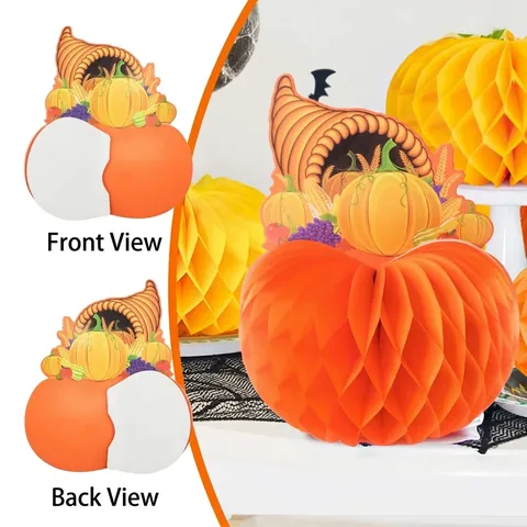 Thanksgiving Honeycomb Centerpieces Turkey Pumpkin Scarecrow Tabletop Ornaments Fall Harvest Party Decorations Paper Decorative Crafts
