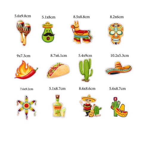 Messicano Giorno Dei Morti Festa Perline Collane Pendenti In Feltro Cinco De Mayo Sombrero Teschio Cactus Peperoncino Decorazione