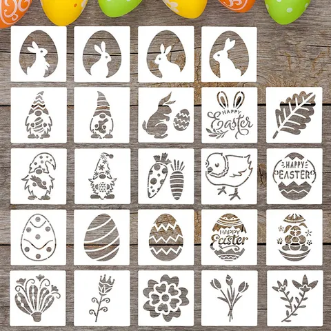 Stencil Pittura Coniglio Uovo di Pasqua Modello Disegno Cavo DIY per Bambini Arte Mobili Festa Casa