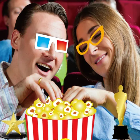 Hollywood Movie Theme Party Photo Booth Props Director Hat Camera Film Clapboard Megaphone Handheld Photography Decoration Paper