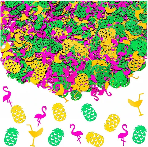 Hawaiian Tropical Party Confetti PVC Flamingo Pineapple Cocktail Glass Table Decorations Summer Beach Birthday Party Decor