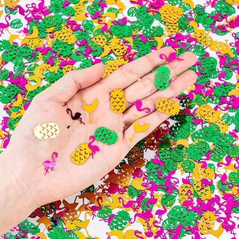 Hawaiian Tropical Party Confetti PVC Flamingo Pineapple Cocktail Glass Table Decorations Summer Beach Birthday Party Decor