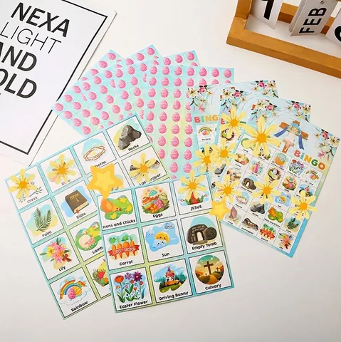 Pasen Bingo Kaarten Spel Set Voor Kinderen 24 Spelers Party Benodigdheden Met Paashaas Eieren Religieuze Elementen Papieren Spel
