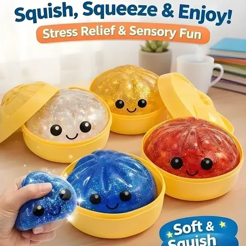 Simulazione Panino al Vapore Squishy Toy Carino Emoji Antistress Fidget Toy Con Vaporiera TPR Sensoriale Morbido Giocattolo