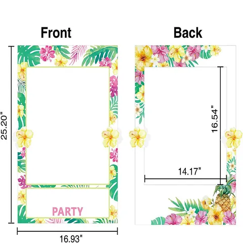 Tropical Hawaii DIY Paper Photo Frame Party Props Mexican Fiesta Carnival Decorations Flamingo Pineapple Floral Booth Frame