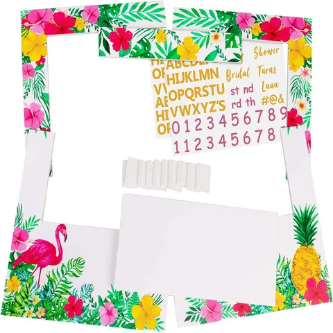 Tropical Hawaii DIY Paper Photo Frame Party Props Mexican Fiesta Carnival Decorations Flamingo Pineapple Floral Booth Frame