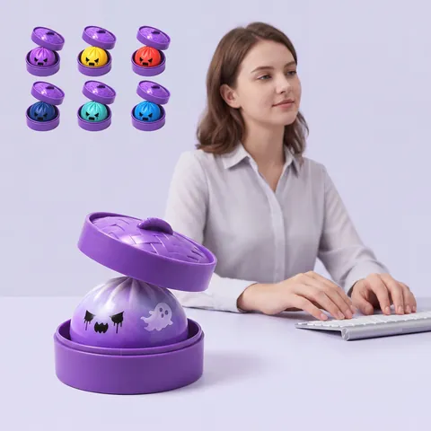 Halloween Purple Steamer Bun Squishy TPR Slow Rebound Ghost Expression Decompression Stress Relief Toy For Kids Adults Office Desk Decor