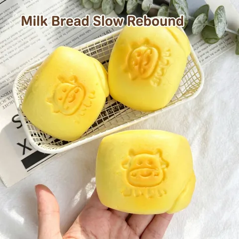 Giocattolo Squishy Simulazione Panino al Vapore al Latte Ritorno Lento Antistress Kawaii Disegno Mucca Cartone Animato Pane