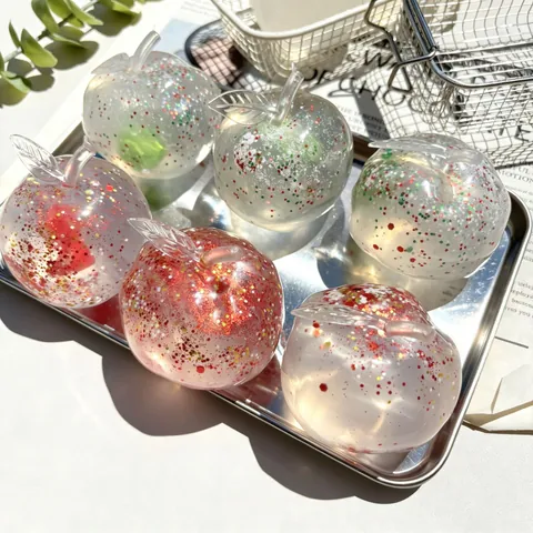 Malleable Christmas Apple Squishy Toy With Coconut Oil Vaseline Filling Glitter Sequins Stress Relief Decompression Ball Halloween Pumpkin For Kids Adults