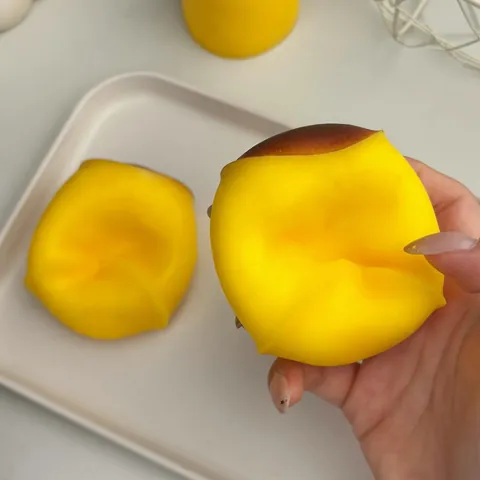 Juguete Squishy de TPR para Alivio del Estrés Hecho a Mano Comida Simulada Pudín de Caramelo Queso Maíz Maní Bola Moldeable para Apretar
