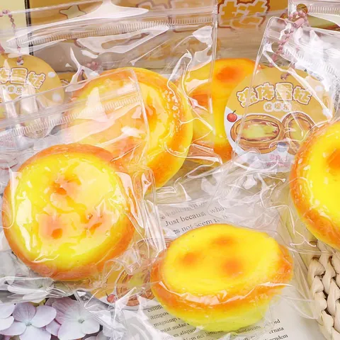 Simulation Food Egg Tart Squishy Toy Fluid Filling Slow Rebound Stress Relief Decompression Toy For Kids Adults Office Home Decor