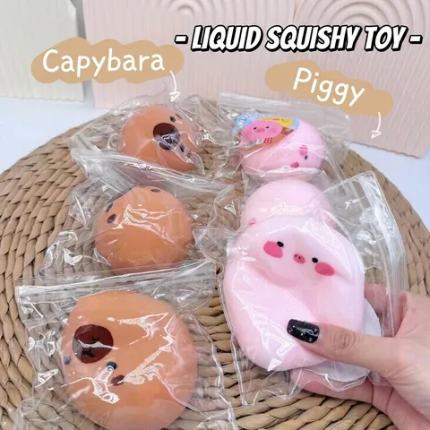 Cute Cartoon Fluid Piggy Bag Squishy Slow Rising Toy Animal Fruit Shape Stress Relief Squeeze Toy For Kids Adults