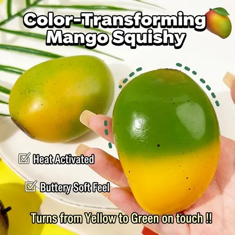 Creative Color Changing Mango Squishy Toy Slow Rebound Squeeze Decompression Fruit Stress Relief Sensory Toy For Office Home Adults Kids