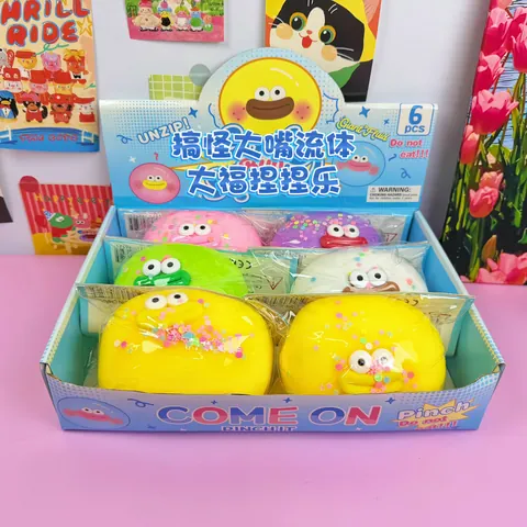 Jouet Squishy Daifuku Fluide Drôle à Grande Bouche Rebond Lent Pressage Doux Jouet Anti Stress Multicolore Dessin Animé