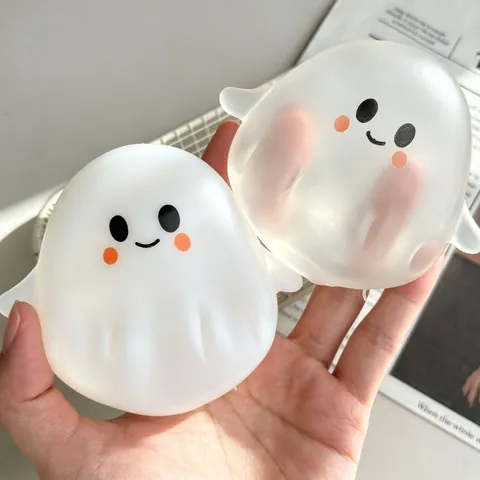 Lindo Fantasma Squishy Juguete de Alivio de Estrés Halloween Vaselina Aceite de Coco Bola de Presión Suave Maleable Para Niños Adultos