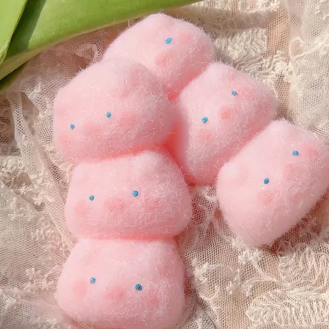Cute Flocked Triple Stacked Animal Squishy Stress Relief Toy Soft Cartoon Pig Bear Panda Decompression Squeeze Toy For Kids Adult Desk Decor